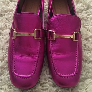 Karter Fuchsia Metallic Loafers TopShop